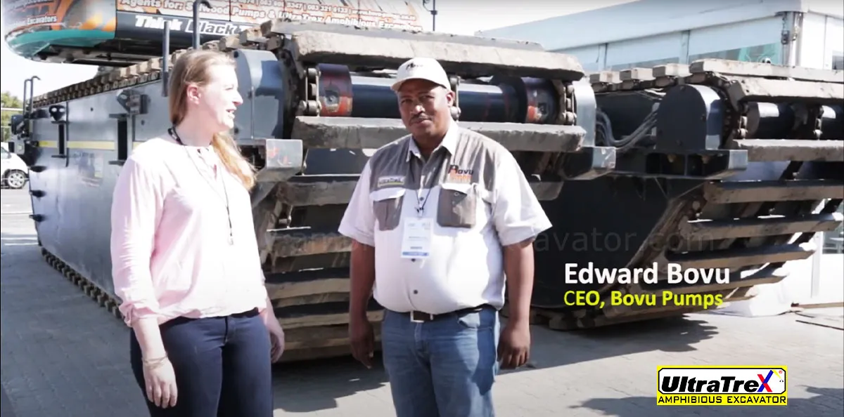 Frances Ringwood editor of Water & Sanitation Africa talks to Edward Bovu, CEO of Bovu Pumps about some amphibious excavators at IFAT Africa 2017.