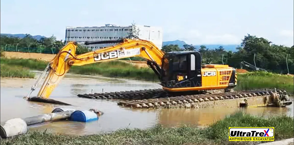 Ultratrex Amphibious Excavator is used to expand and deepen Pond.