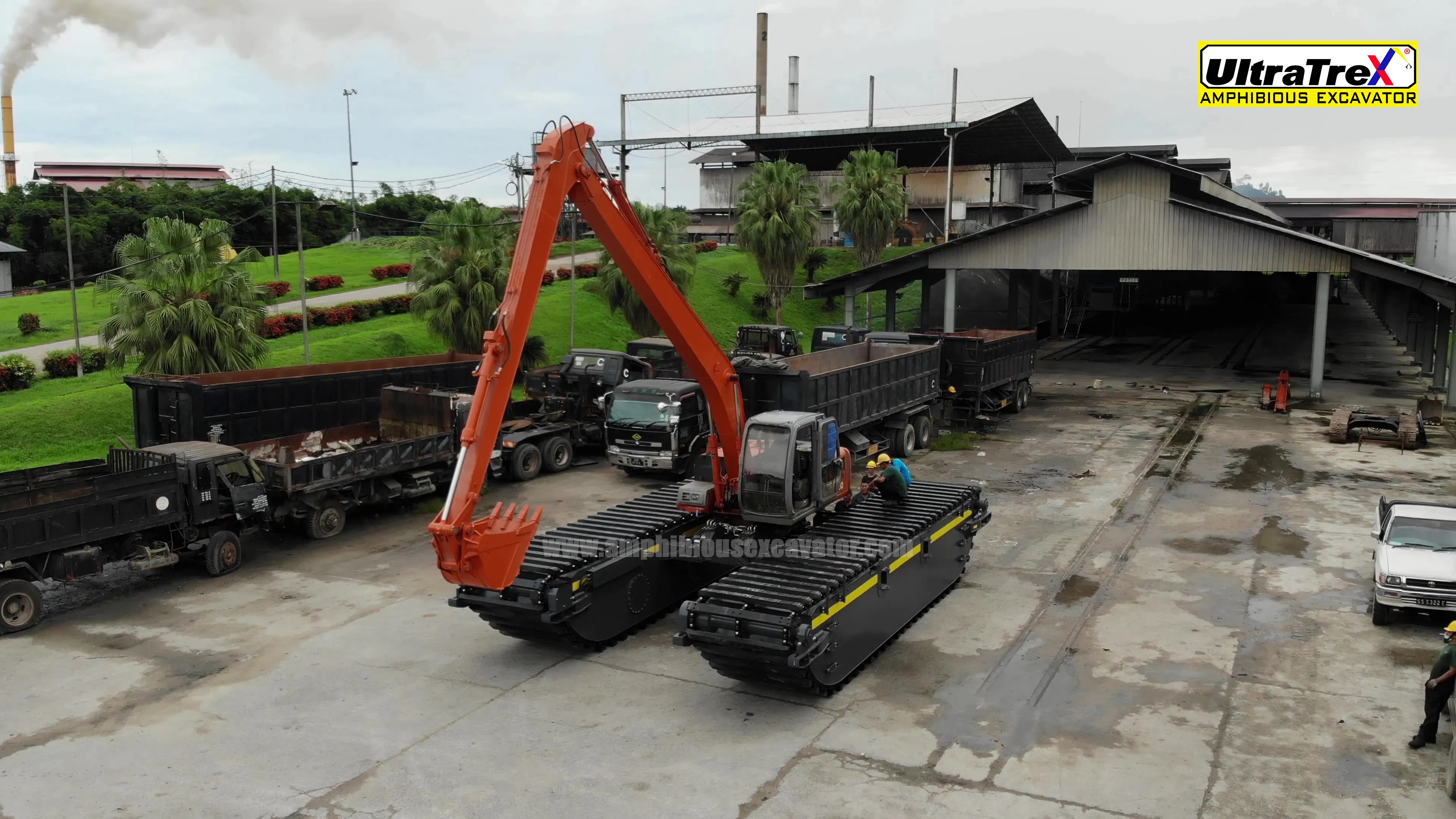 Recent installation image of Ultratrex Amphibious Undercarriage AT120ER mounted on Hitachi EX120 excavator in Malaysia.